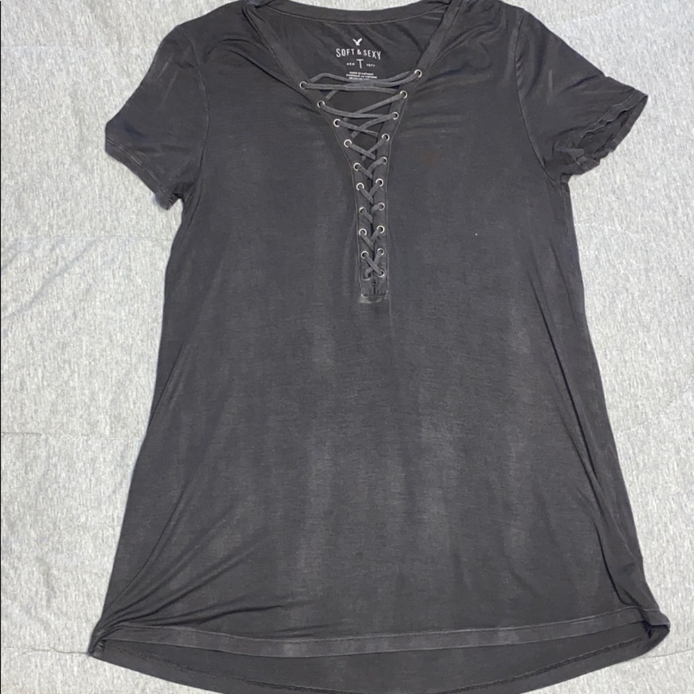 American Eagle lace up top
